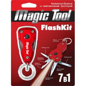 Мультитул-брелок и светодиодный фонарик "FlashKit" 7 в 1 AutoStandart 107901 ― Питстоп